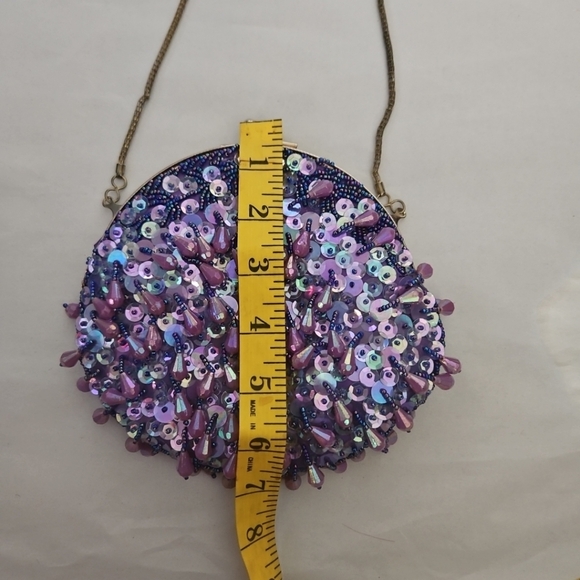 Vintage Sequin And Beaded Purple Small Evening Bag - Picture 10 of 12